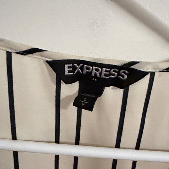 Express Women's Black and Cream Striped Blouse - Picture 2 of 4